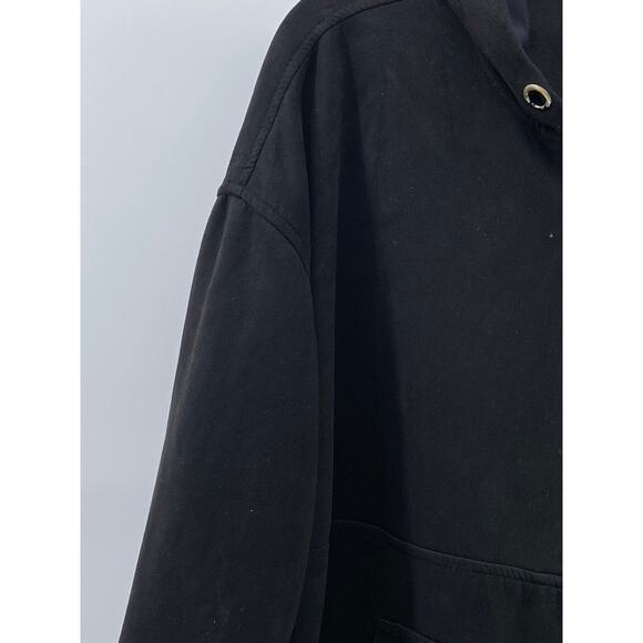 ZARA Men's Black Faux-Suede Pullover Half-Zip Long Sleeve Hooded Sweater SZ L-XL - Picture 3 of 12